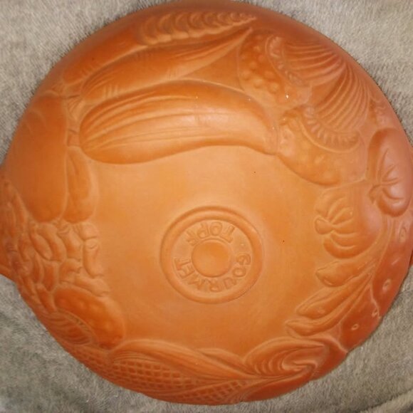 Vintage Gourmet Topf 1980 Terracotta Lidded Pot / Casserole - Vegetable Print - Picture 6 of 8